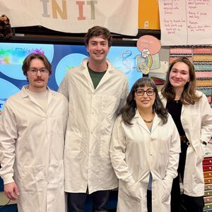 HG graduate students and professor Francesca Luca at DNA Days event